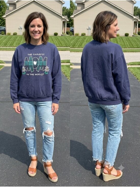 Lee Sweaters - Vintage Lee Sweatshirt Womens Large Blue The Coolest Mom In The World Crewneck L